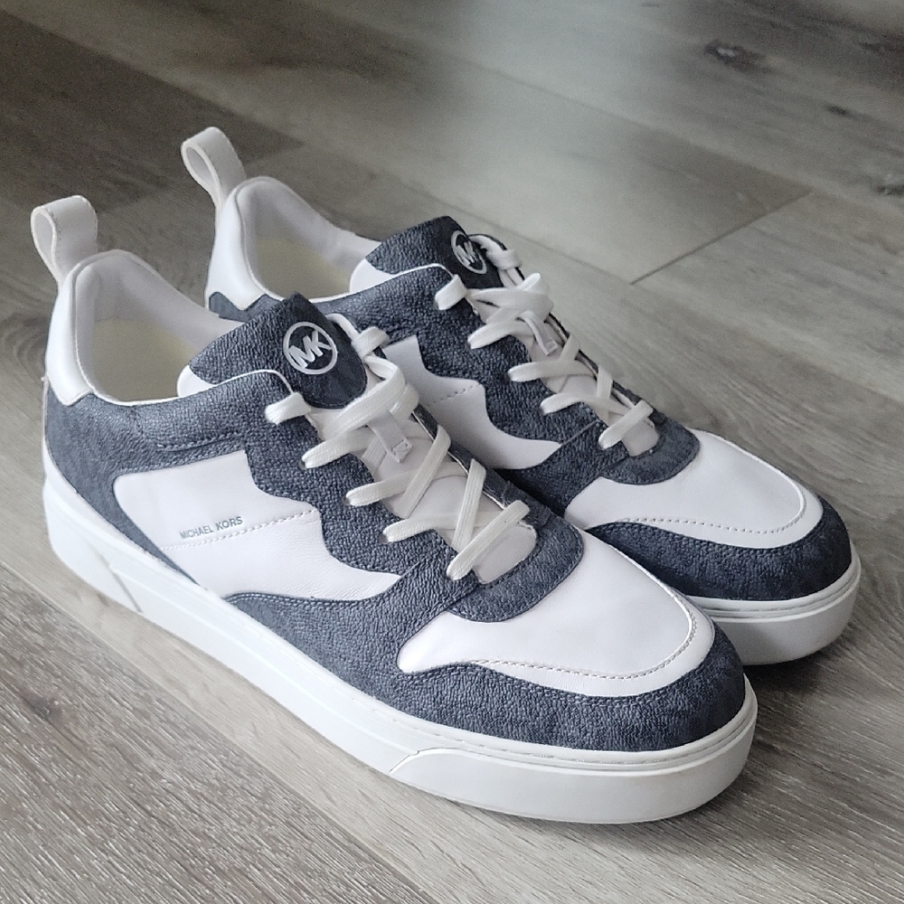 Michael Kors Baxter Leather Men's White and Gray Sneakers